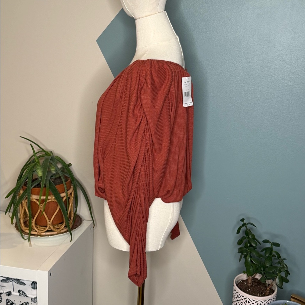 Free People FP Beach Rust Ribbed Batwing Top NWT Medium Boho Oversized - Picture 4 of 13